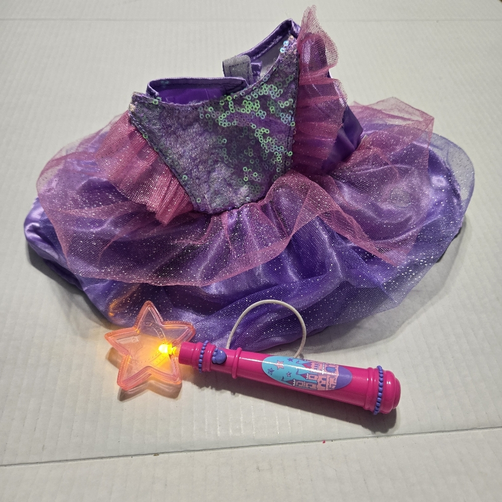Build A Bear Sequin Dress & Accessory Pink Princess Magic Wand Noises Lights set